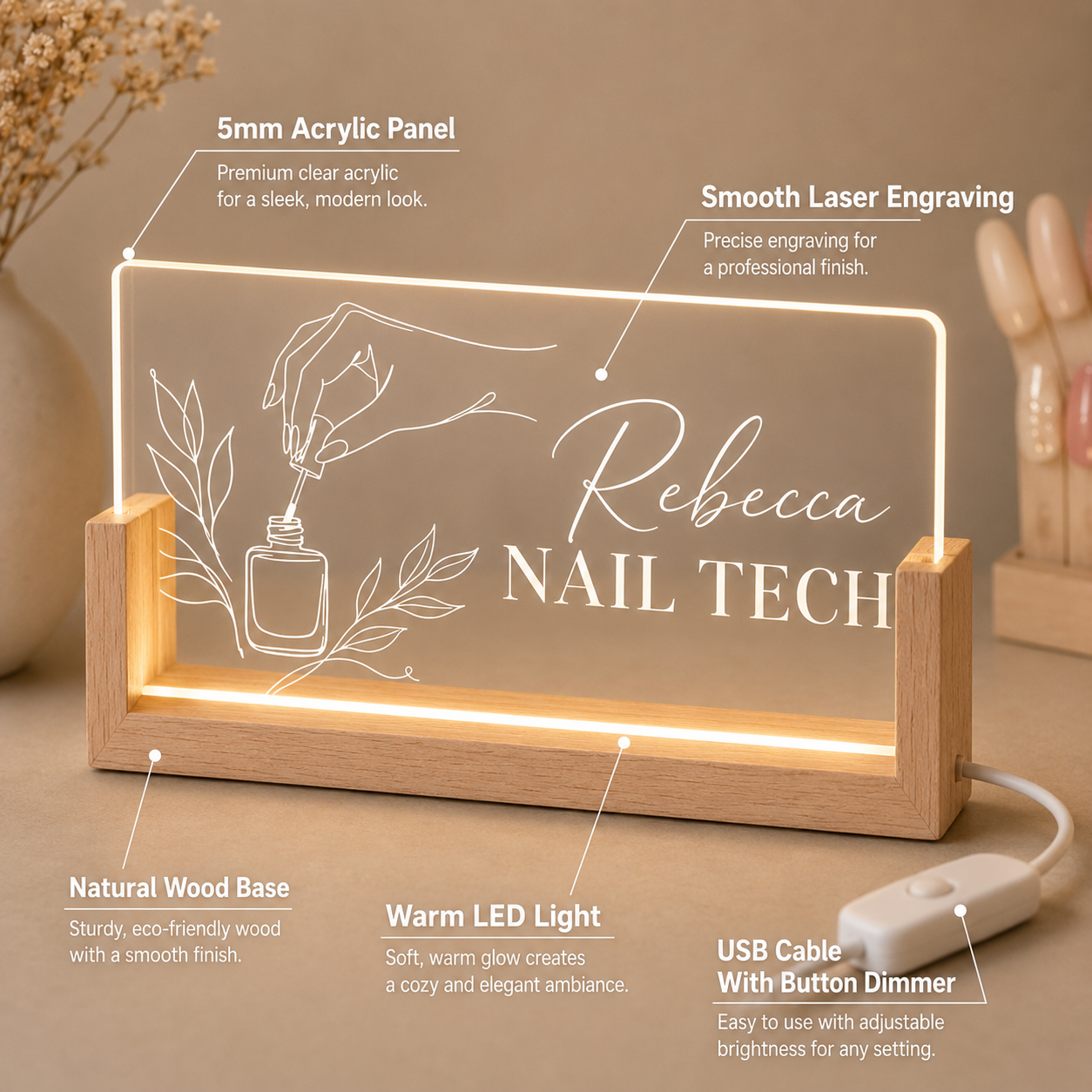 Custom Acrylic Desk Name Plate - Office Tech Logo recensie en prijs